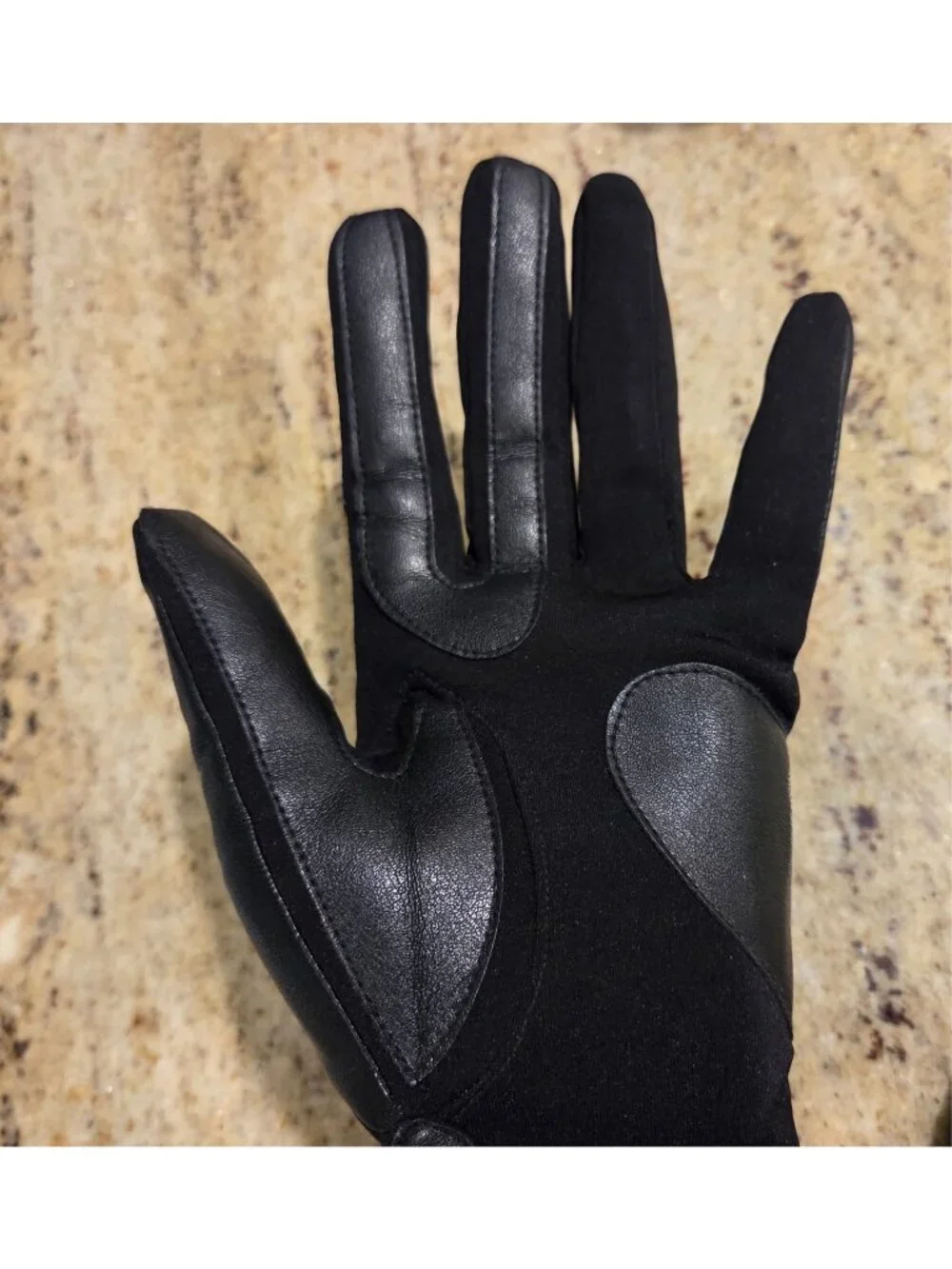 Aris Womens Size L/XL Faux Leather Stretch Gloves Style 515J1 Wave Stitching
